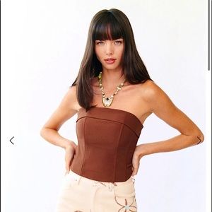 With Jean Brown Carla Corset Top XXS